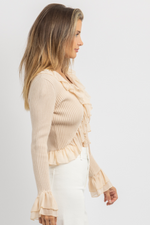 REIGN TAUPE RUFFLE TIE TOP *RESTOCK COMING SOON*