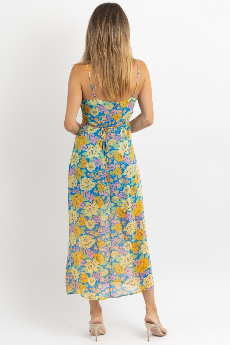REMI BLUE FLORAL MIDI DRESS