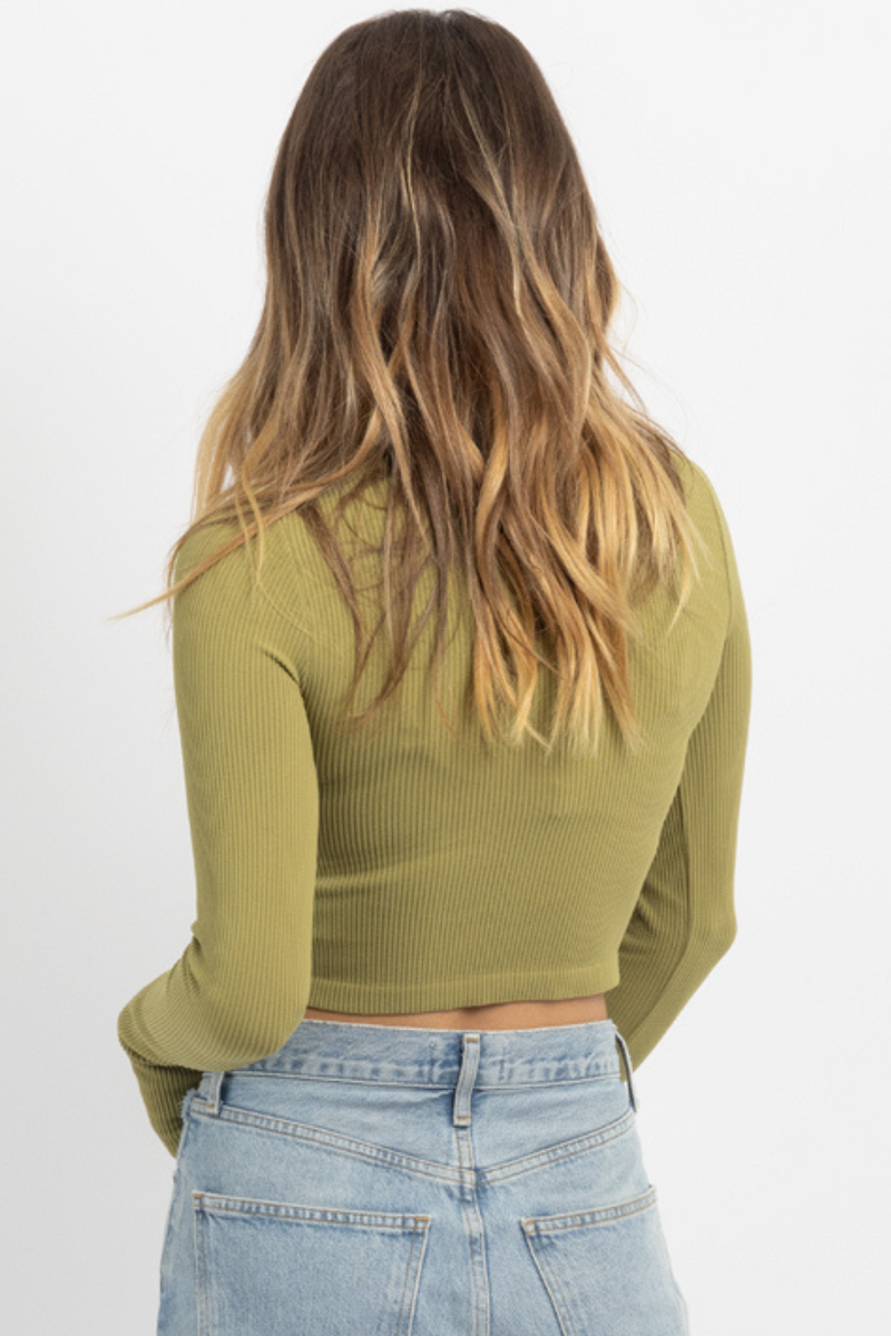 REPLAY OLIVE THUMBHOLE CROP *BACK IN STOCK*