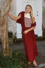 RHETT BURGUNDY STRIPE MAXI DRESS