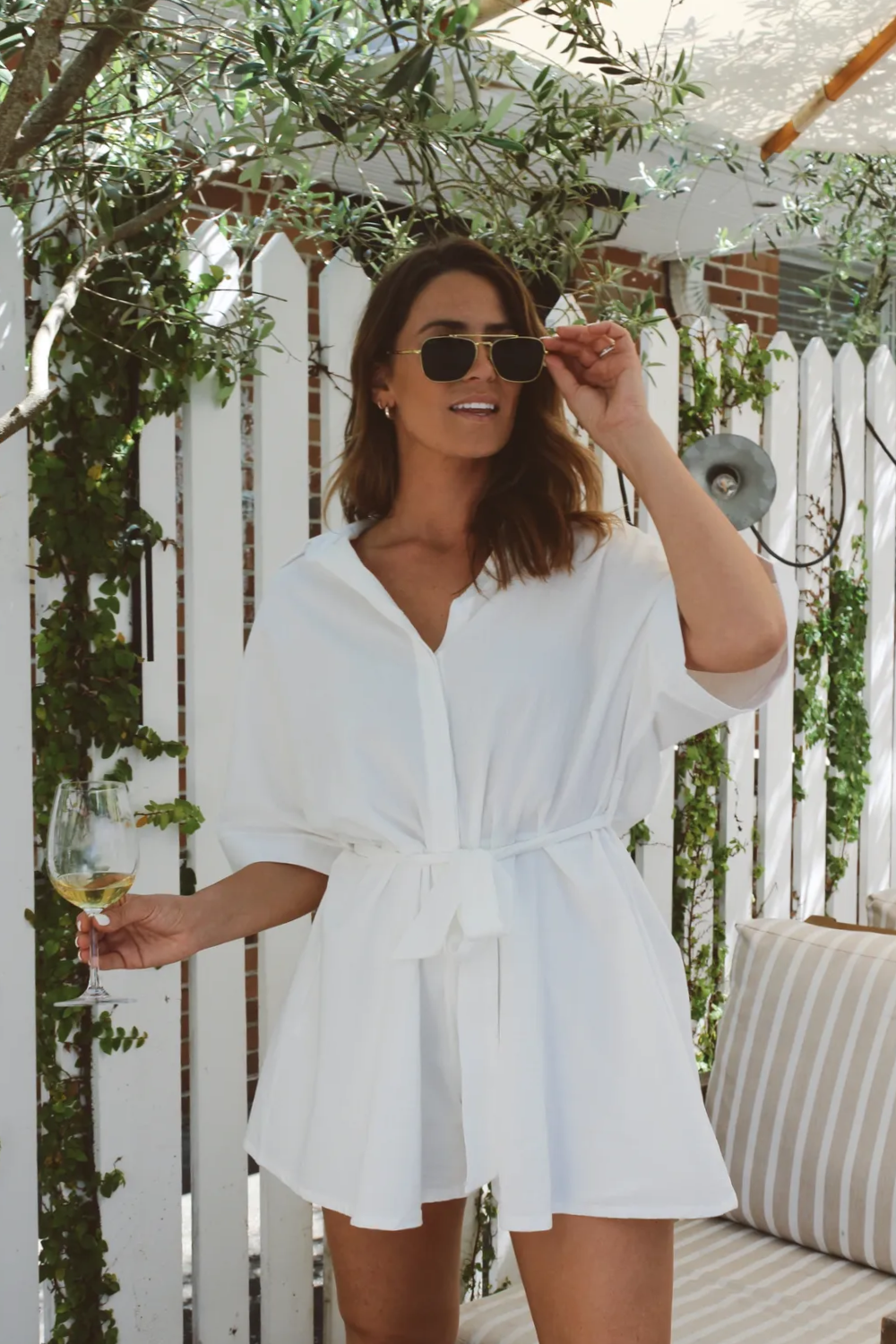 White romper top short set