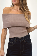 ROWAN TAUPE KNIT TOP
