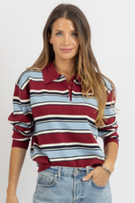 RUGBY BURGUNDY KNIT TOP