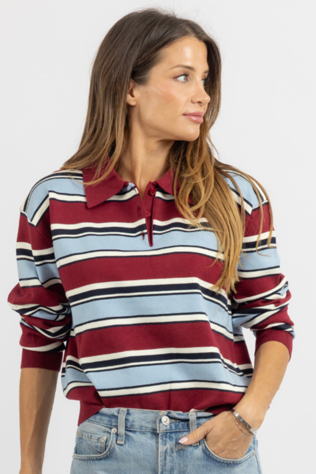 RUGBY BURGUNDY KNIT TOP