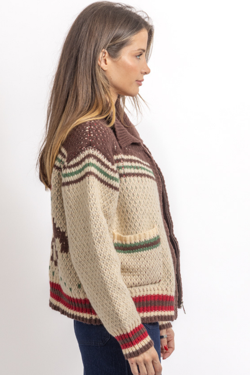 RANCHESS CHOCOLATE ZIP SWEATER