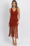 ON THE ROCKS CLAY FRINGED DRESS
