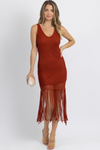 ON THE ROCKS CLAY FRINGED DRESS