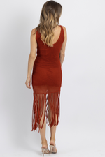 ON THE ROCKS CLAY FRINGED DRESS