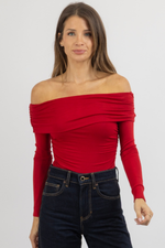 SCARLET OFF SHOULDER BODYSUIT
