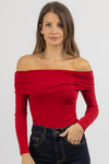 SCARLET OFF SHOULDER BODYSUIT