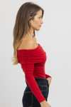 SCARLET OFF SHOULDER BODYSUIT