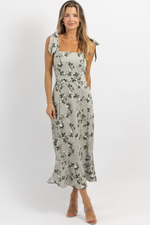 SAGE SEA TIE STRAP MIDI DRESS