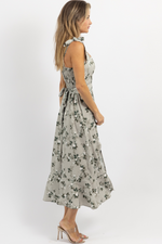 SAGE SEA TIE STRAP MIDI DRESS