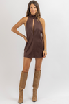 SERENA BROWN SUEDE DRESS