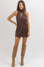 SERENA BROWN SUEDE DRESS