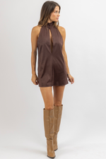 SERENA BROWN SUEDE DRESS