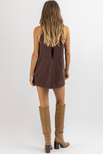 SERENA BROWN SUEDE DRESS