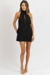 SERENA BLACK HALTER DRESS