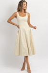 SIGNATURE CREAM DENIM MIDI DRESS