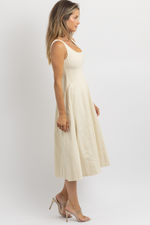 SIGNATURE CREAM DENIM MIDI DRESS