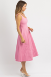 SIGNATURE PINK DENIM MIDI DRESS