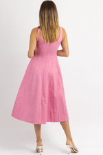 SIGNATURE PINK DENIM MIDI DRESS