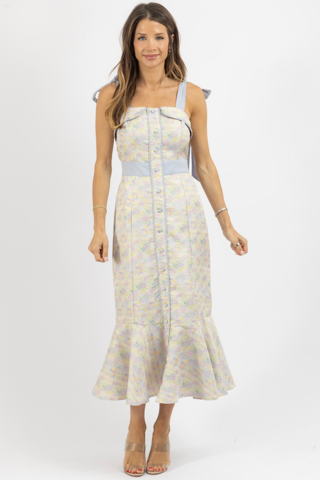 PRYCE PRINT BLUE MIDI DRESS
