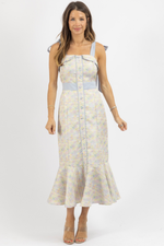 PRYCE PRINT BLUE MIDI DRESS