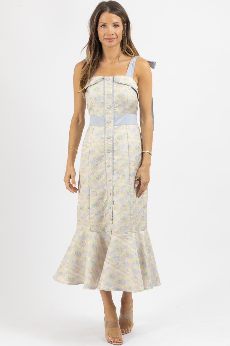 PRYCE PRINT BLUE MIDI DRESS