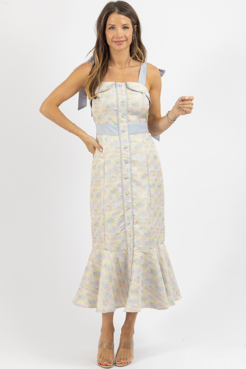 PRYCE PRINT BLUE MIDI DRESS