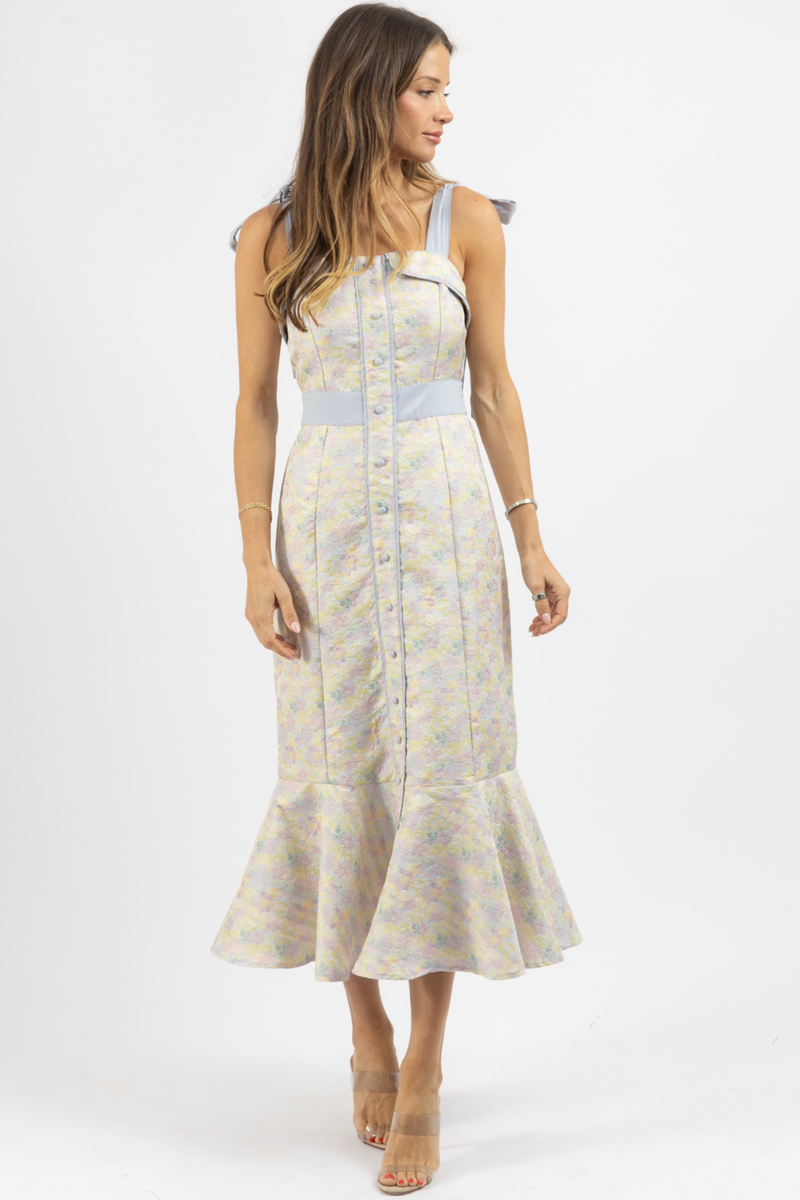 PRYCE PRINT BLUE MIDI DRESS