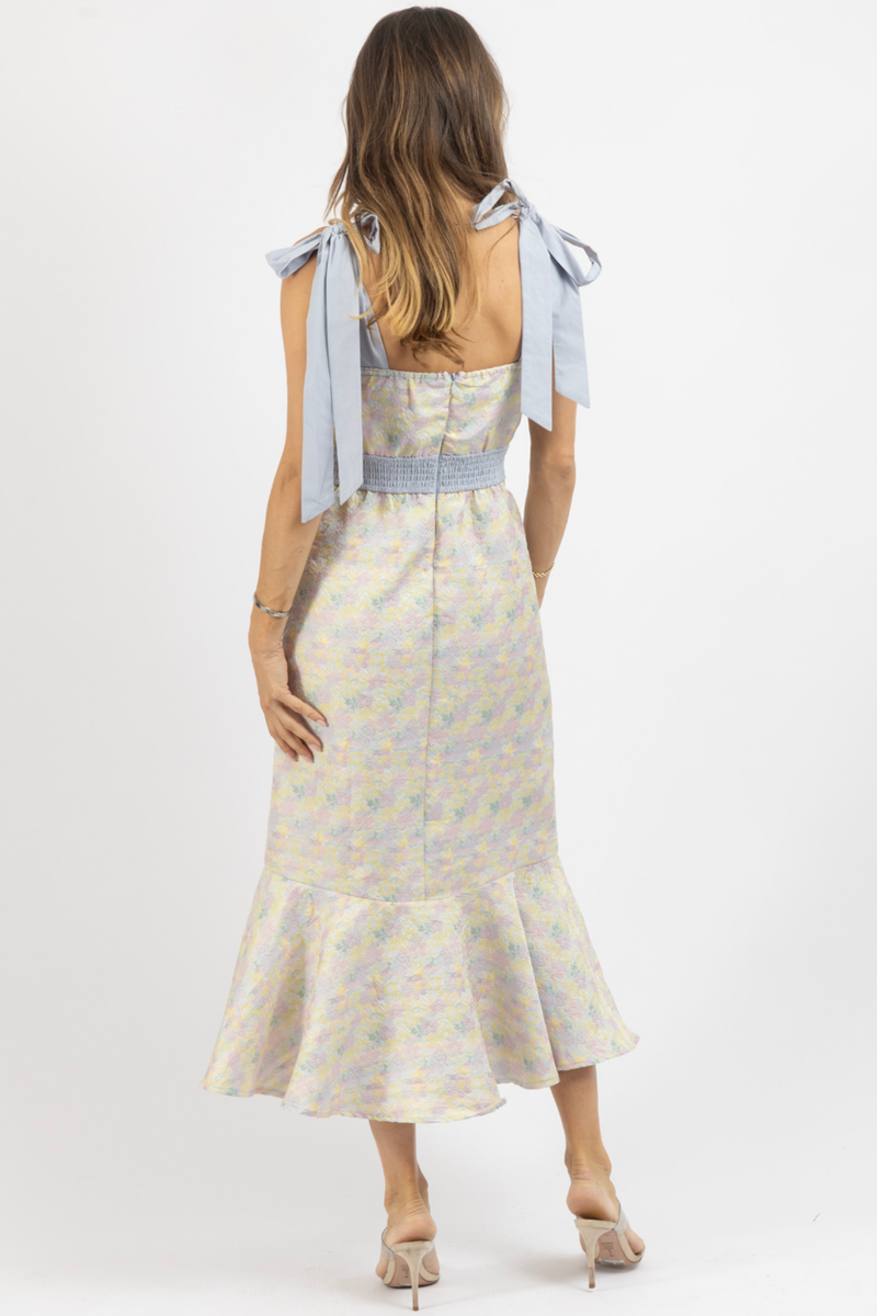 PRYCE PRINT BLUE MIDI DRESS
