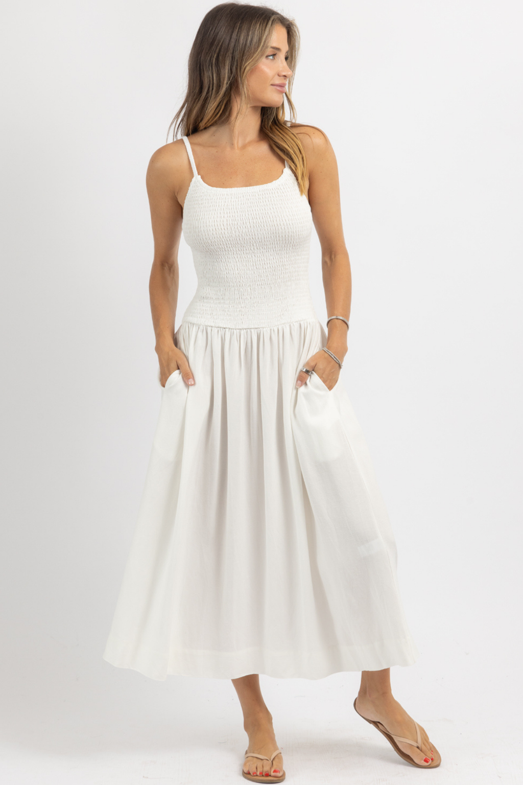 SOLEIL WHITE SMOCK DRESS