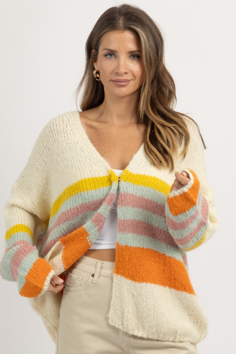 KAZIA CREAM STRIPE CARDIGAN