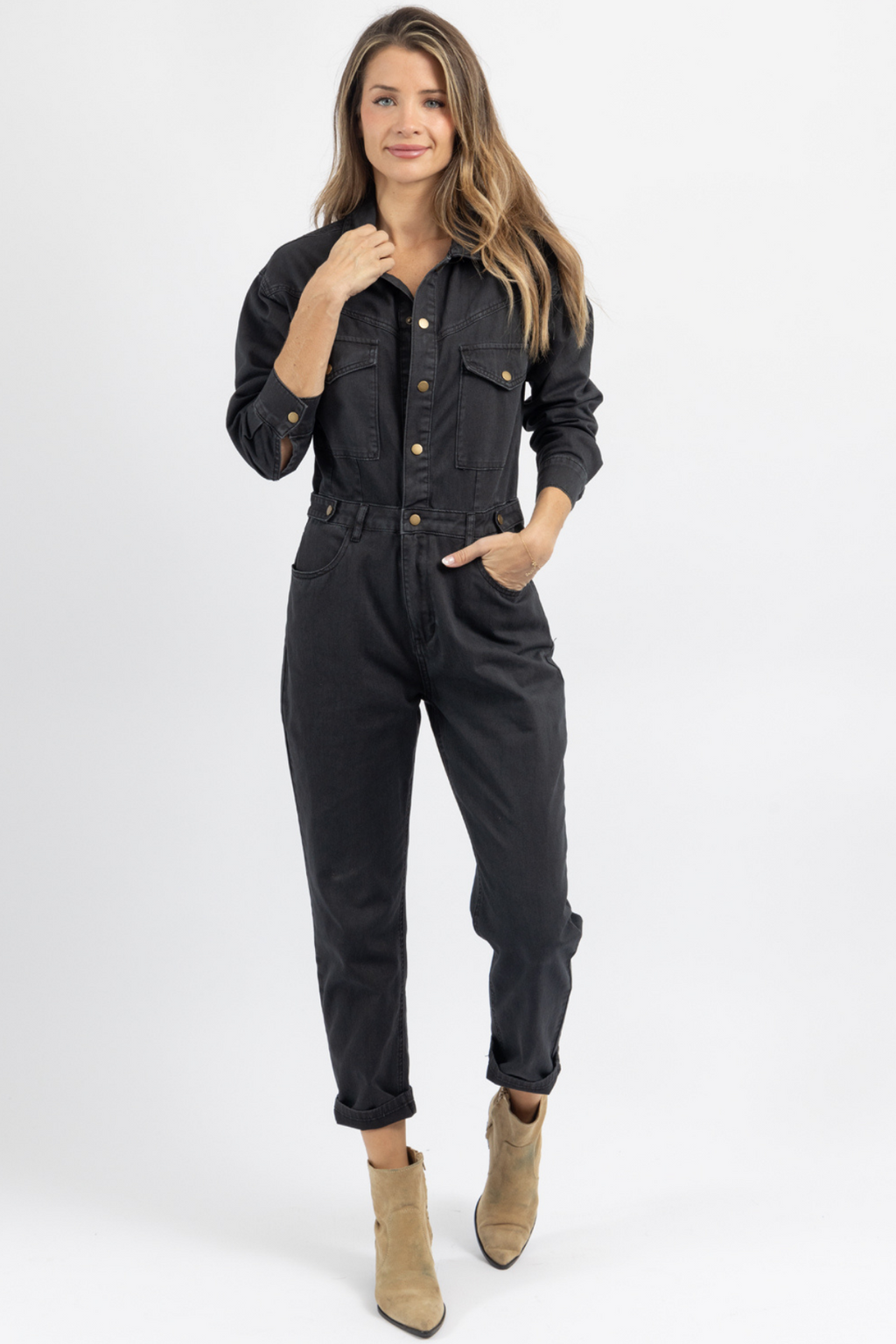 SPELLBOUND WASHED BLACK UTILITY JUMPSUIT *BACK IN STOCK*