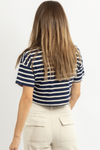 SPOTTED IN STRIPES NAVY TOP