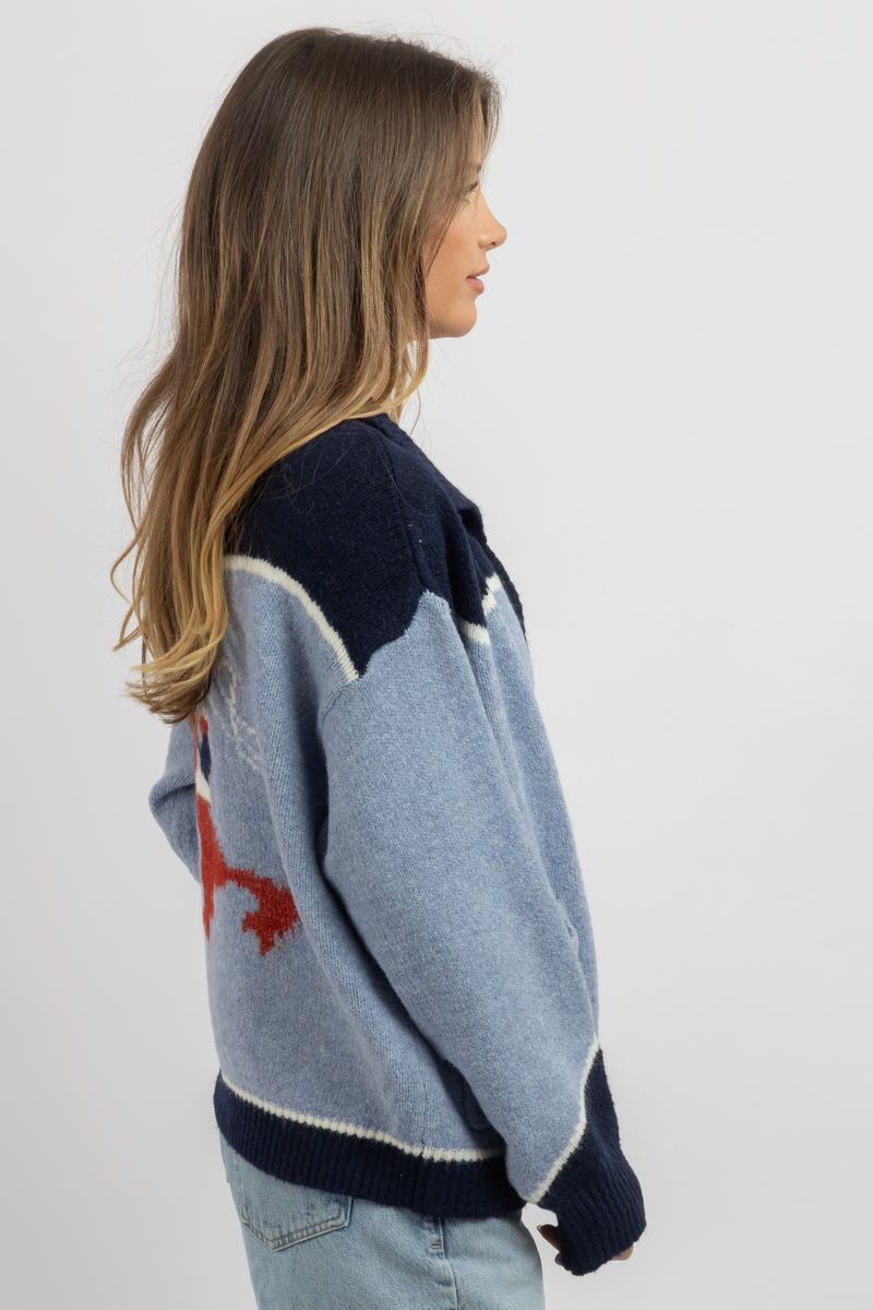 STAGECOACH BLUE ZIP KNIT