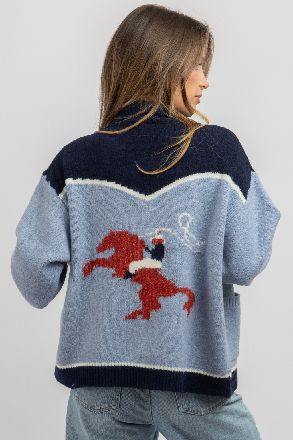 STAGECOACH BLUE ZIP KNIT