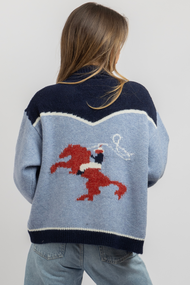 STAGECOACH BLUE ZIP KNIT