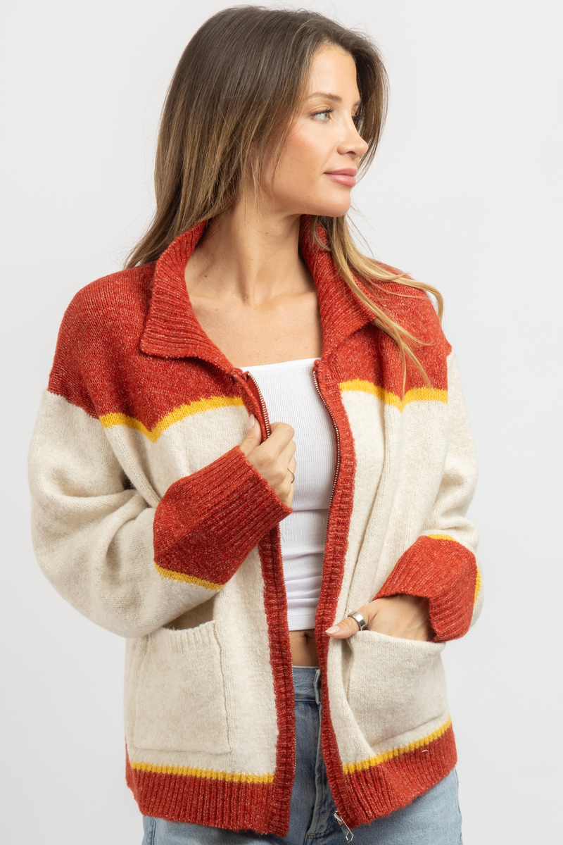 STAGECOACH RED ZIP KNIT