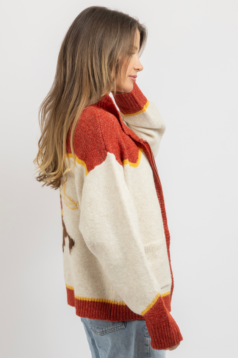STAGECOACH RED ZIP KNIT