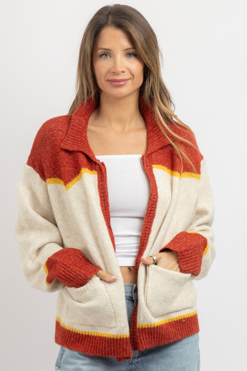 STAGECOACH RED ZIP KNIT