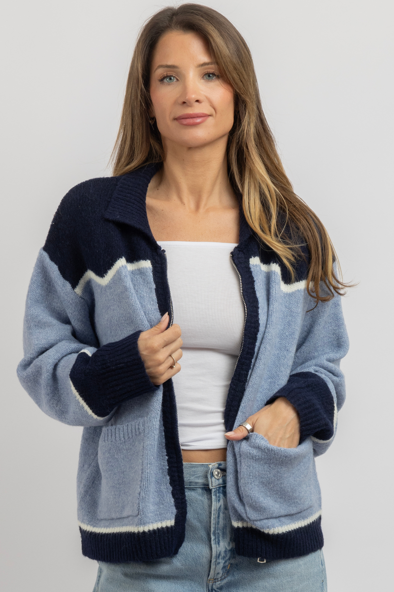 STAGECOACH BLUE ZIP KNIT