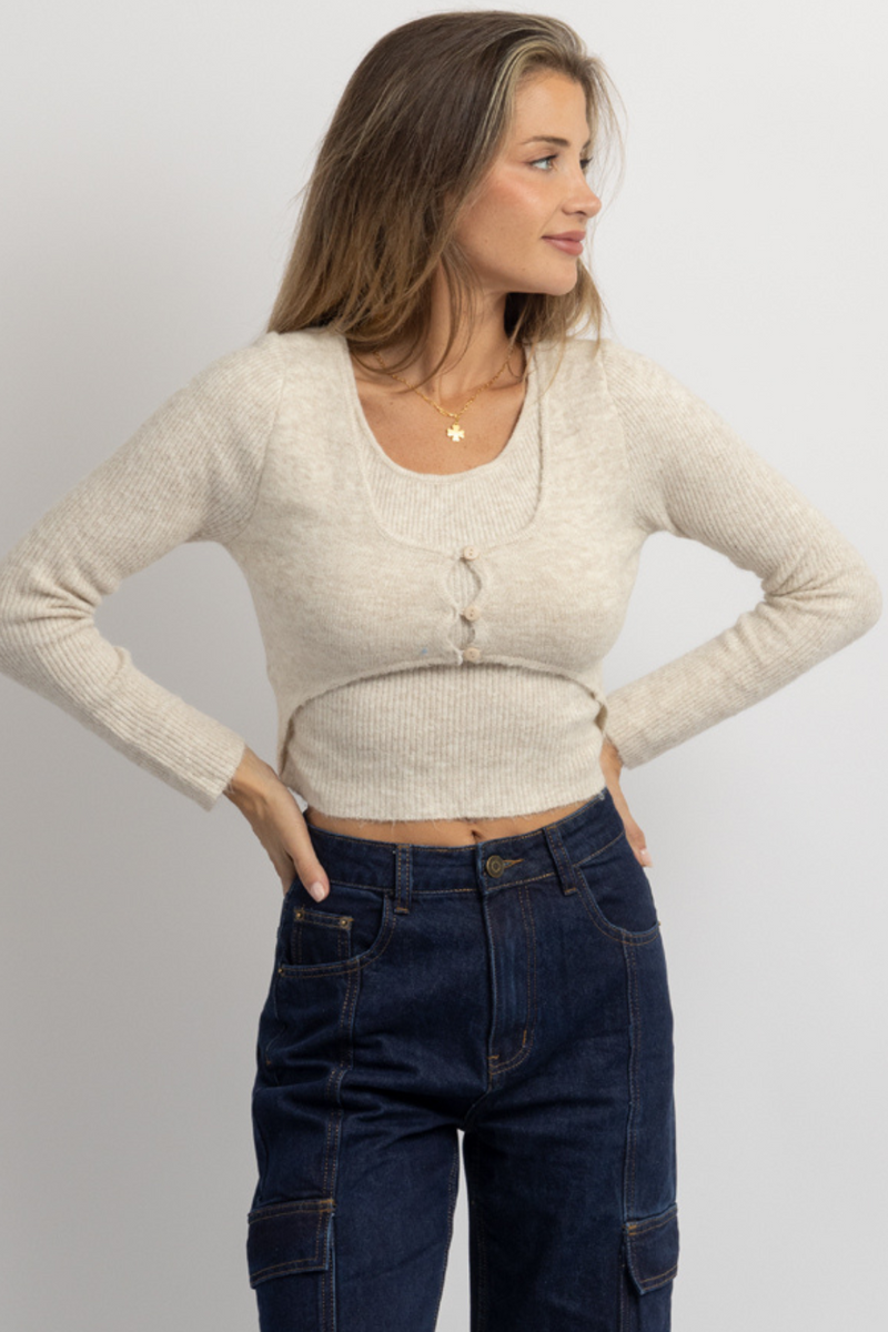 ANYA BUTTON DOUBLE LAYER TOP