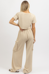 STONE RIBBED CARGO PANT SET