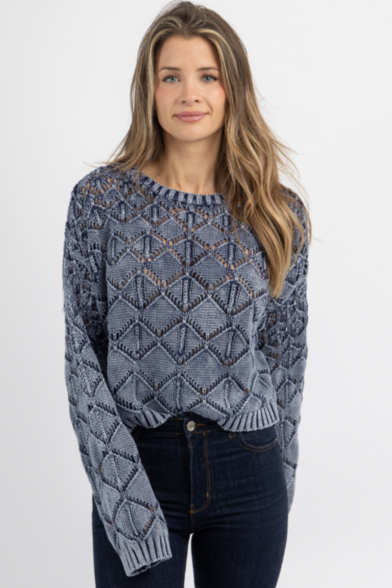 STORMY NAVY TEXTURED SWEATER