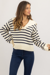 ELEVATE NAVY COLLAR SWEATER