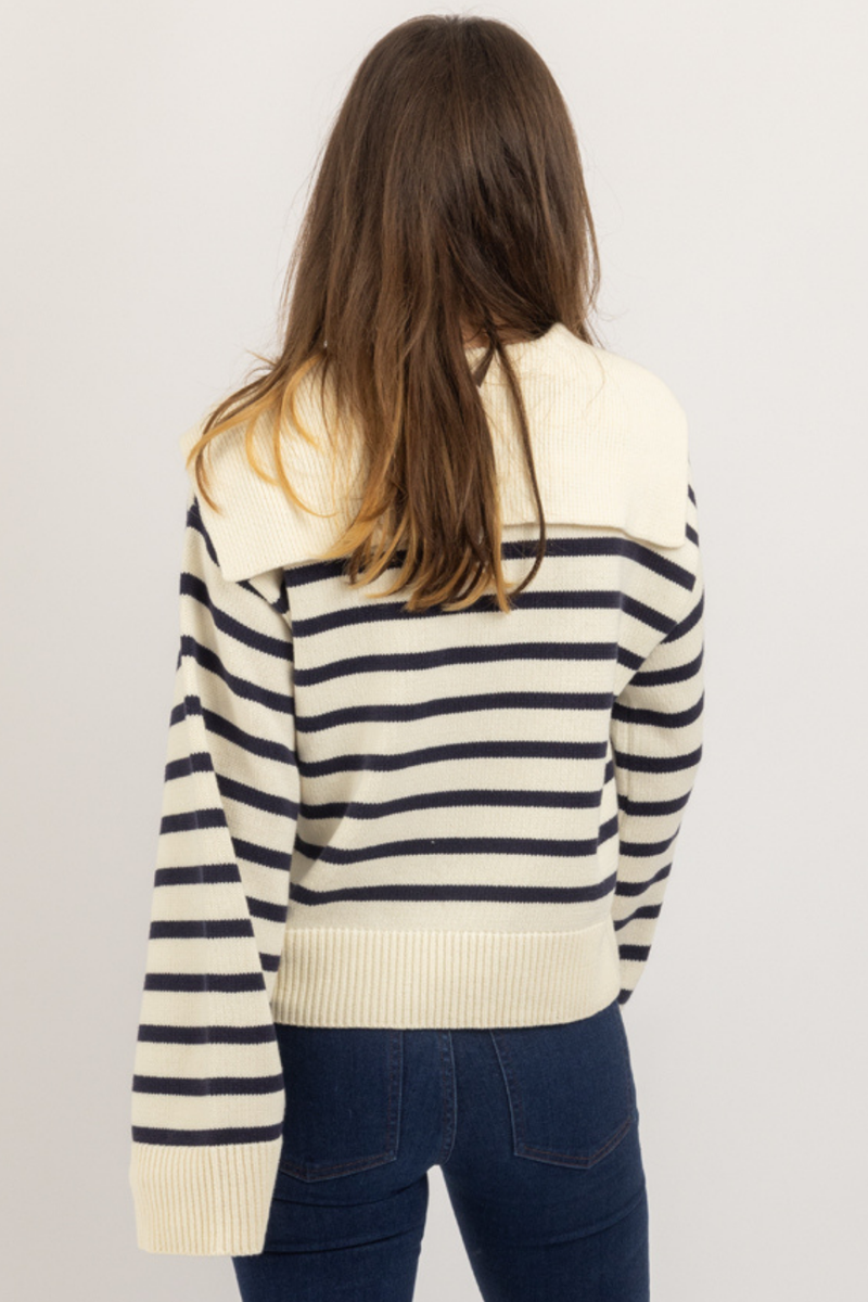 ELEVATE NAVY COLLAR SWEATER