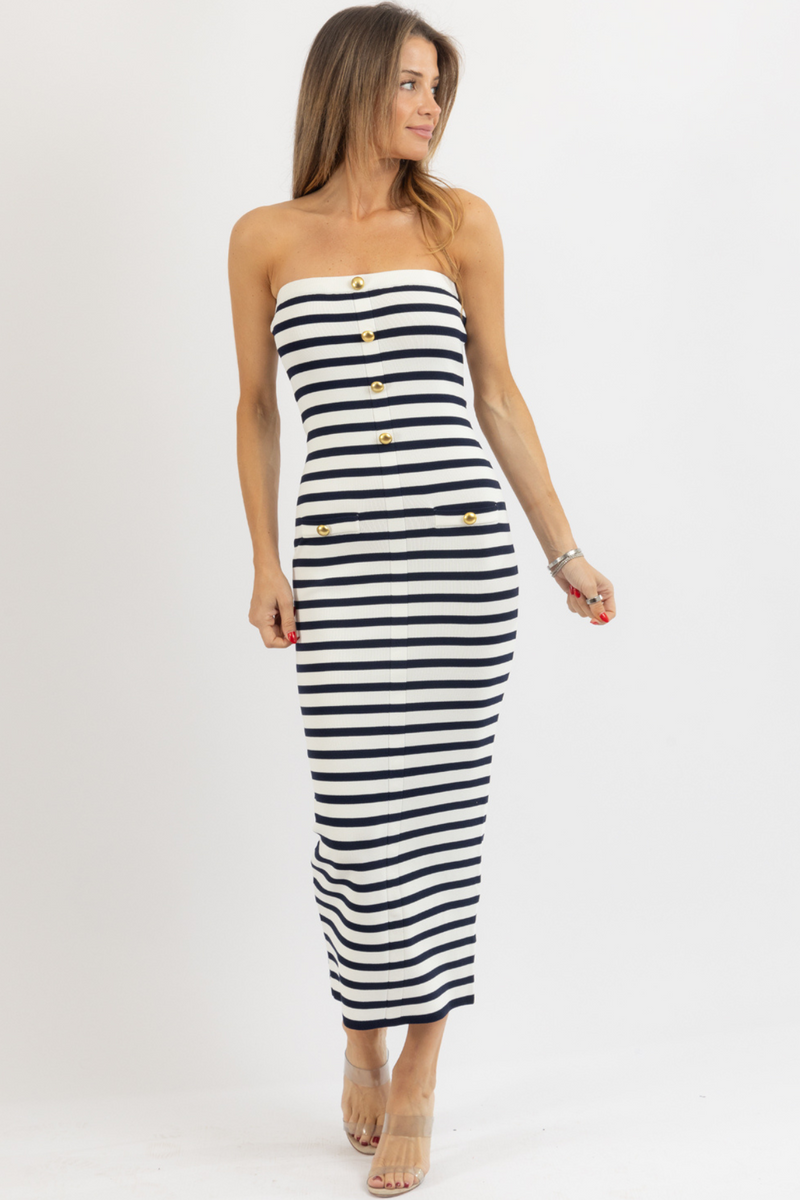 PARKER STRIPED MIDI DRESS