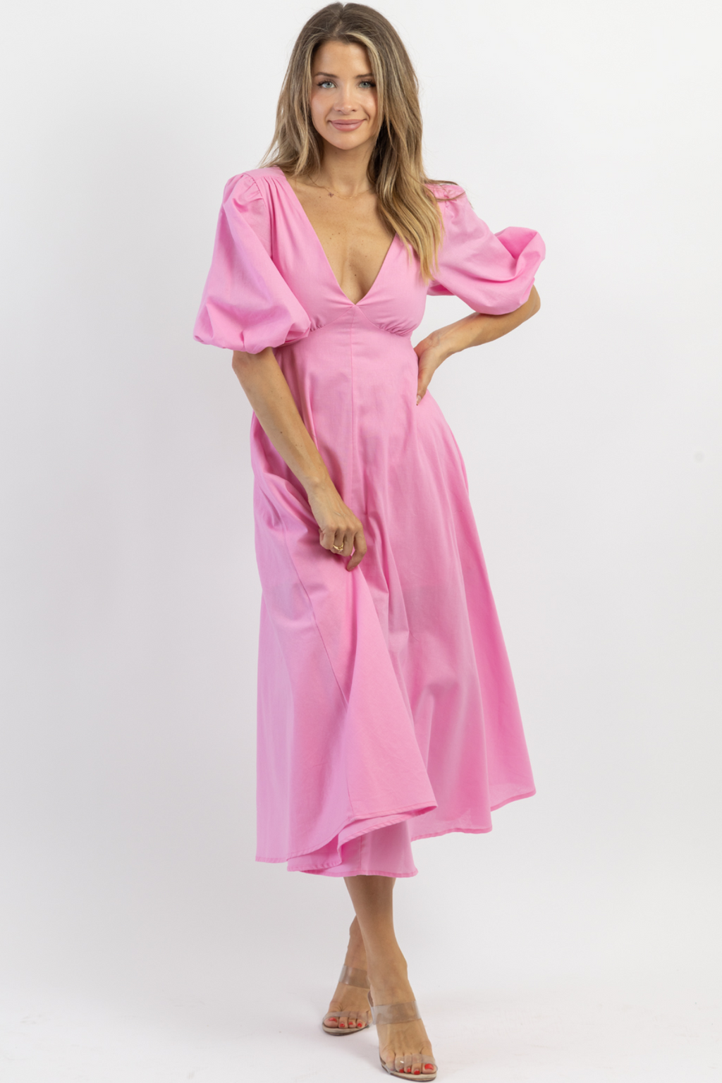 SUTTON PINK PUFF SLEEVE MAXI DRESS *BACK IN STOCK*